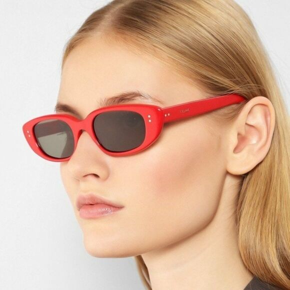 NEW Celine CL40095U 68N Shiny Red  Green Geometric Women Sunglasses - Picture 8 of 13